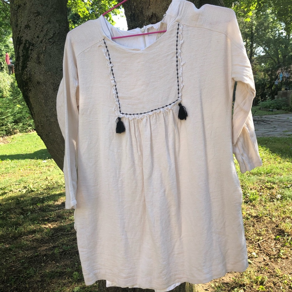 Zara Long sleeve cream dress